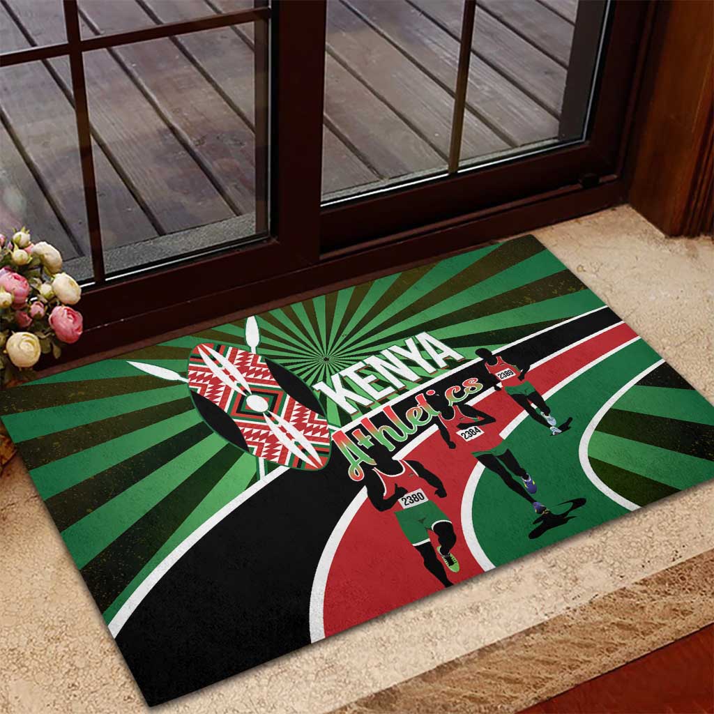 Afro Athletics Kenya Rubber Doormat Olono Maasai Shield Running Way - African Pride