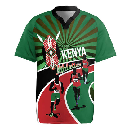 Afro Athletics Kenya Rugby Jersey Olono Maasai Shield Running Way - African Pride