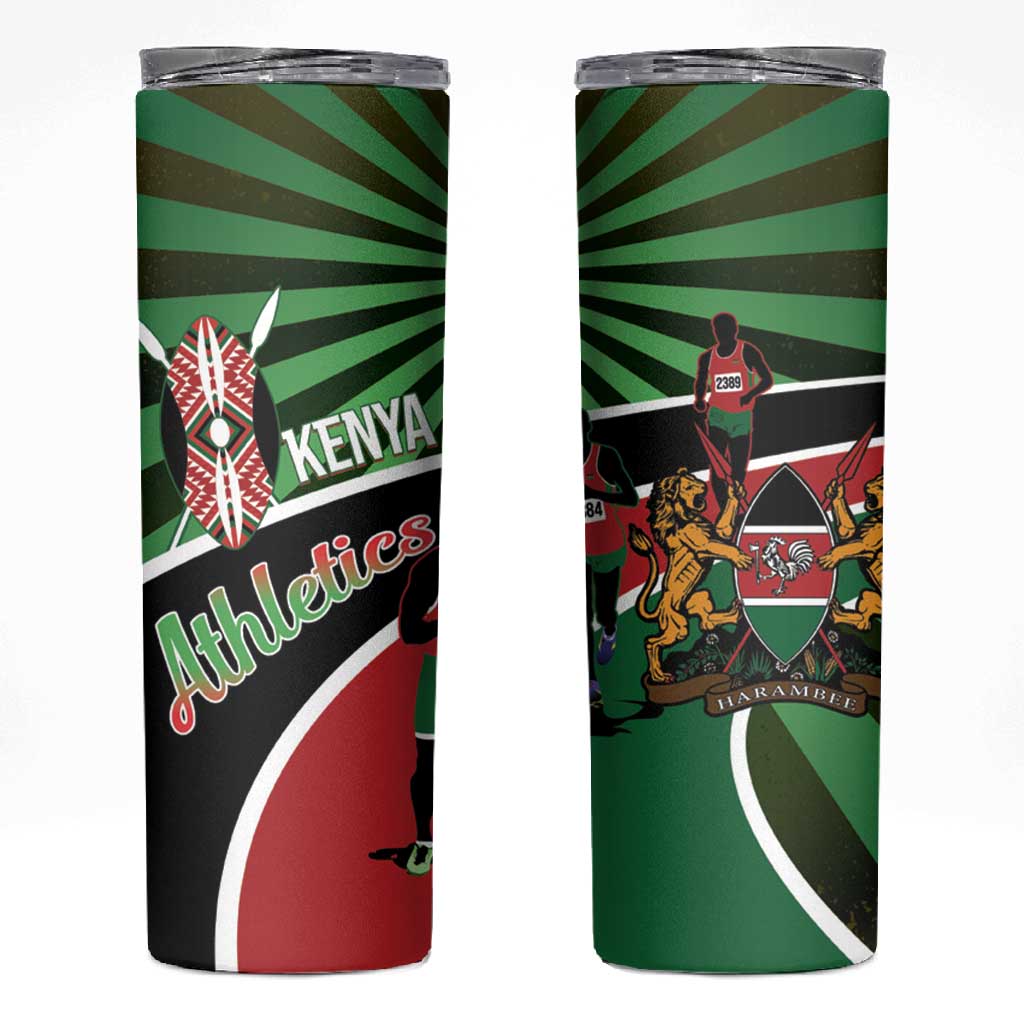 Afro Athletics Kenya Skinny Tumbler Olono Maasai Shield Running Way - African Pride