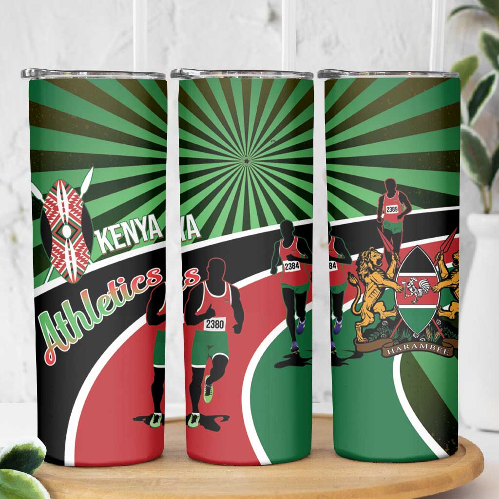 Afro Athletics Kenya Skinny Tumbler Olono Maasai Shield Running Way - African Pride