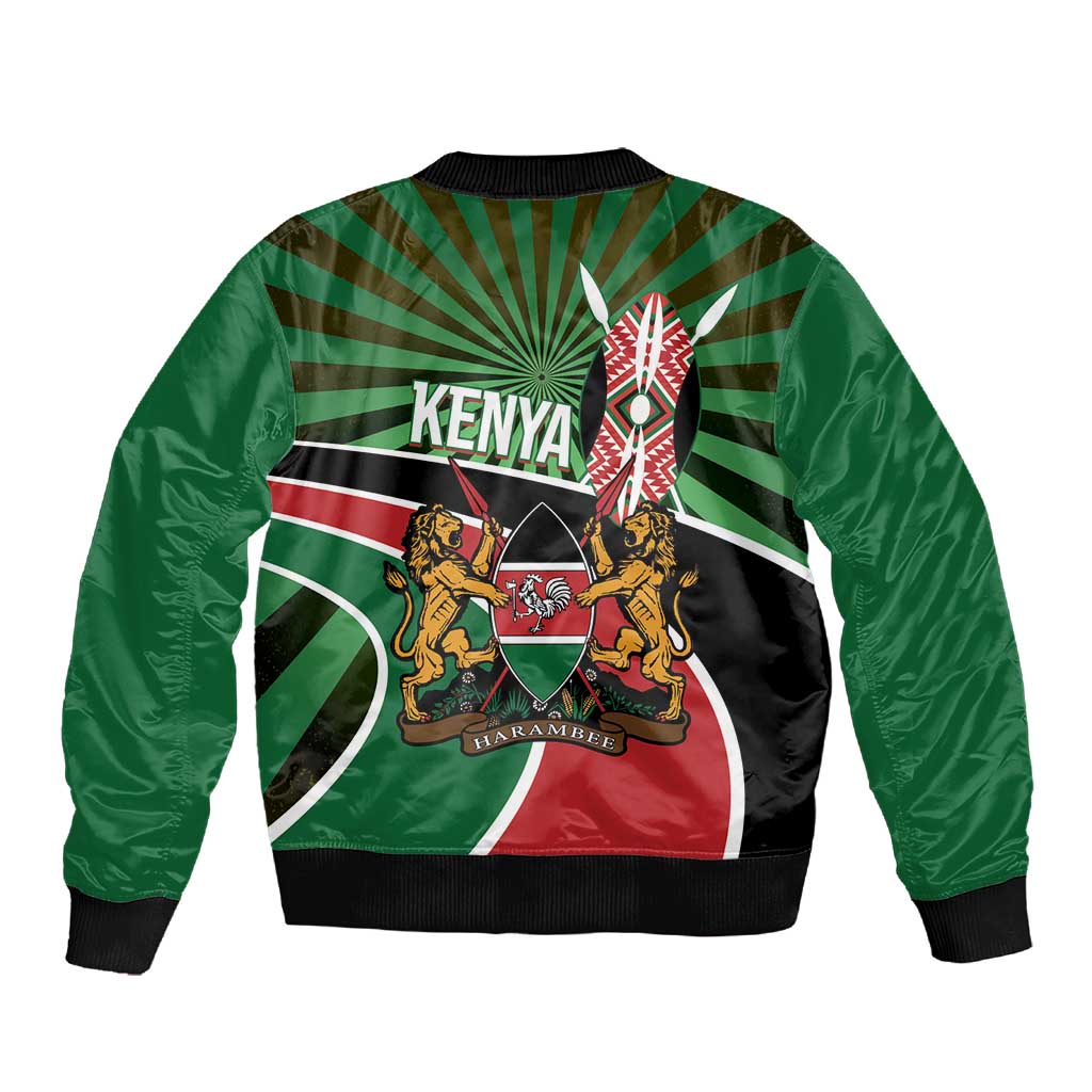 Afro Athletics Kenya Sleeve Zip Bomber Jacket Olono Maasai Shield Running Way - African Pride