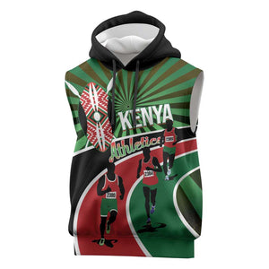 Afro Athletics Kenya Sleeveless Hoodie Olono Maasai Shield Running Way - African Pride
