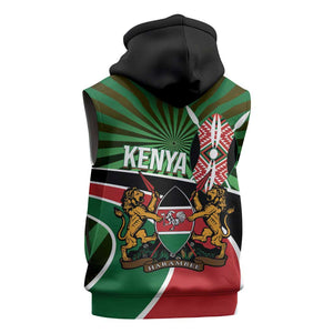 Afro Athletics Kenya Sleeveless Zip Hoodie Olono Maasai Shield Running Way - African Pride