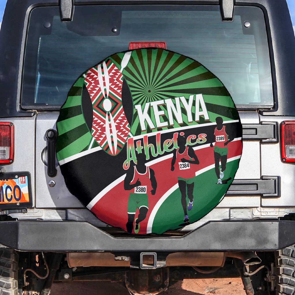 Afro Athletics Kenya Spare Tire Cover Olono Maasai Shield Running Way - African Pride