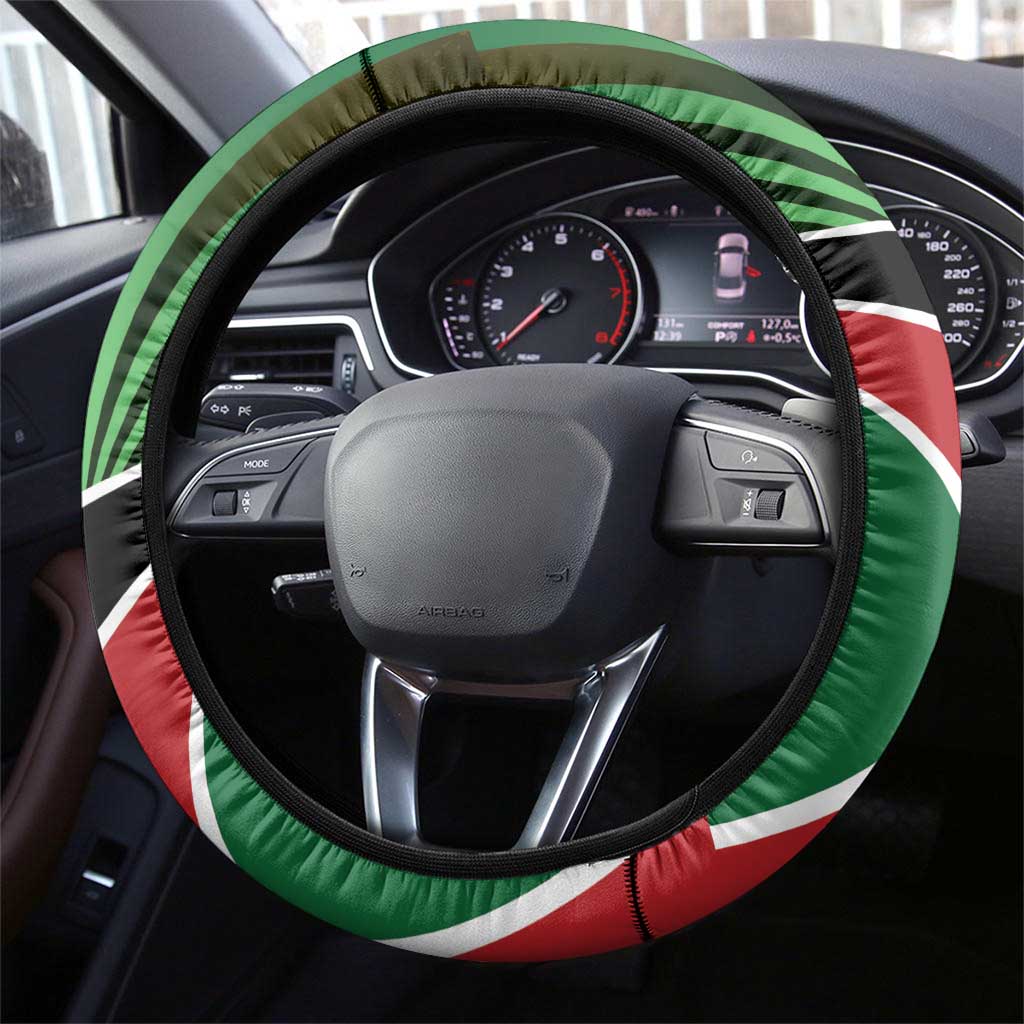 Afro Athletics Kenya Steering Wheel Cover Olono Maasai Shield Running Way - African Pride