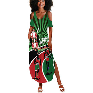 Afro Athletics Kenya Summer Maxi Dress Olono Maasai Shield Running Way - African Pride