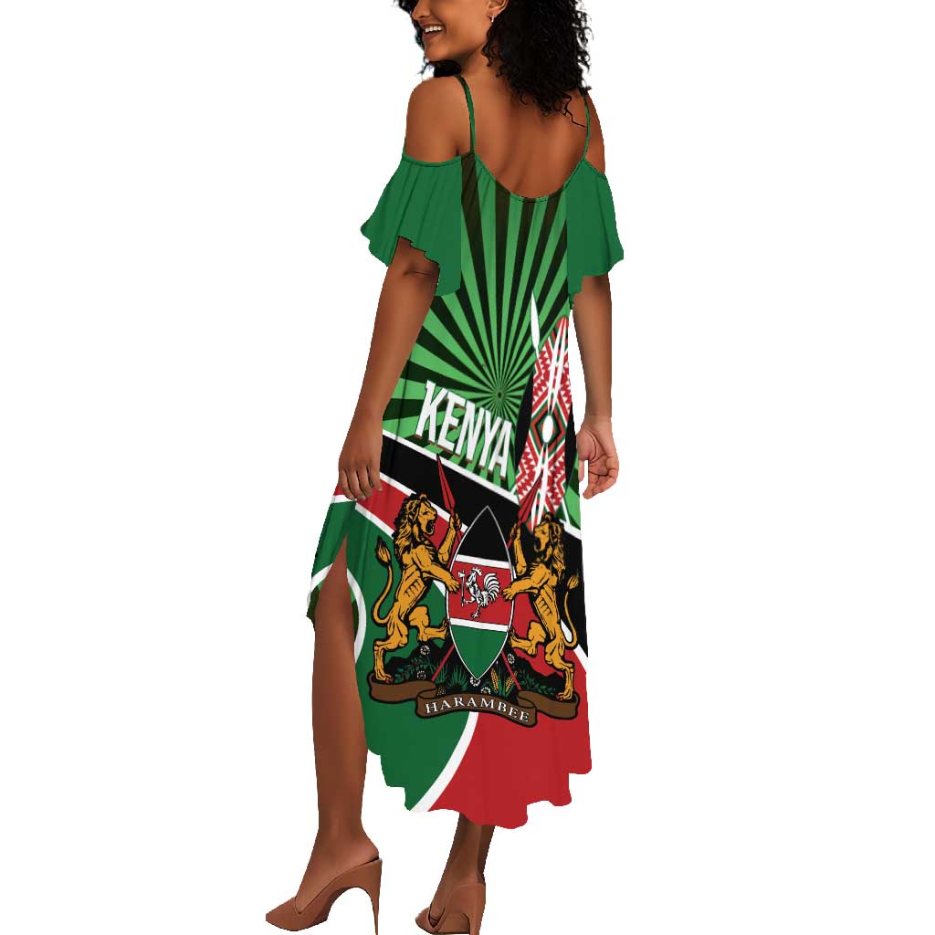Afro Athletics Kenya Summer Maxi Dress Olono Maasai Shield Running Way - African Pride