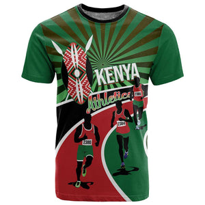 Afro Athletics Kenya T shirt Olono Maasai Shield Running Way - African Pride
