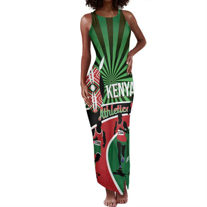Afro Athletics Kenya Tank Maxi Dress Olono Maasai Shield Running Way - African Pride