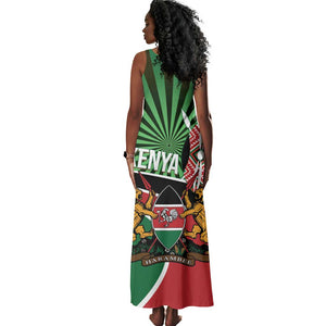 Afro Athletics Kenya Tank Maxi Dress Olono Maasai Shield Running Way - African Pride