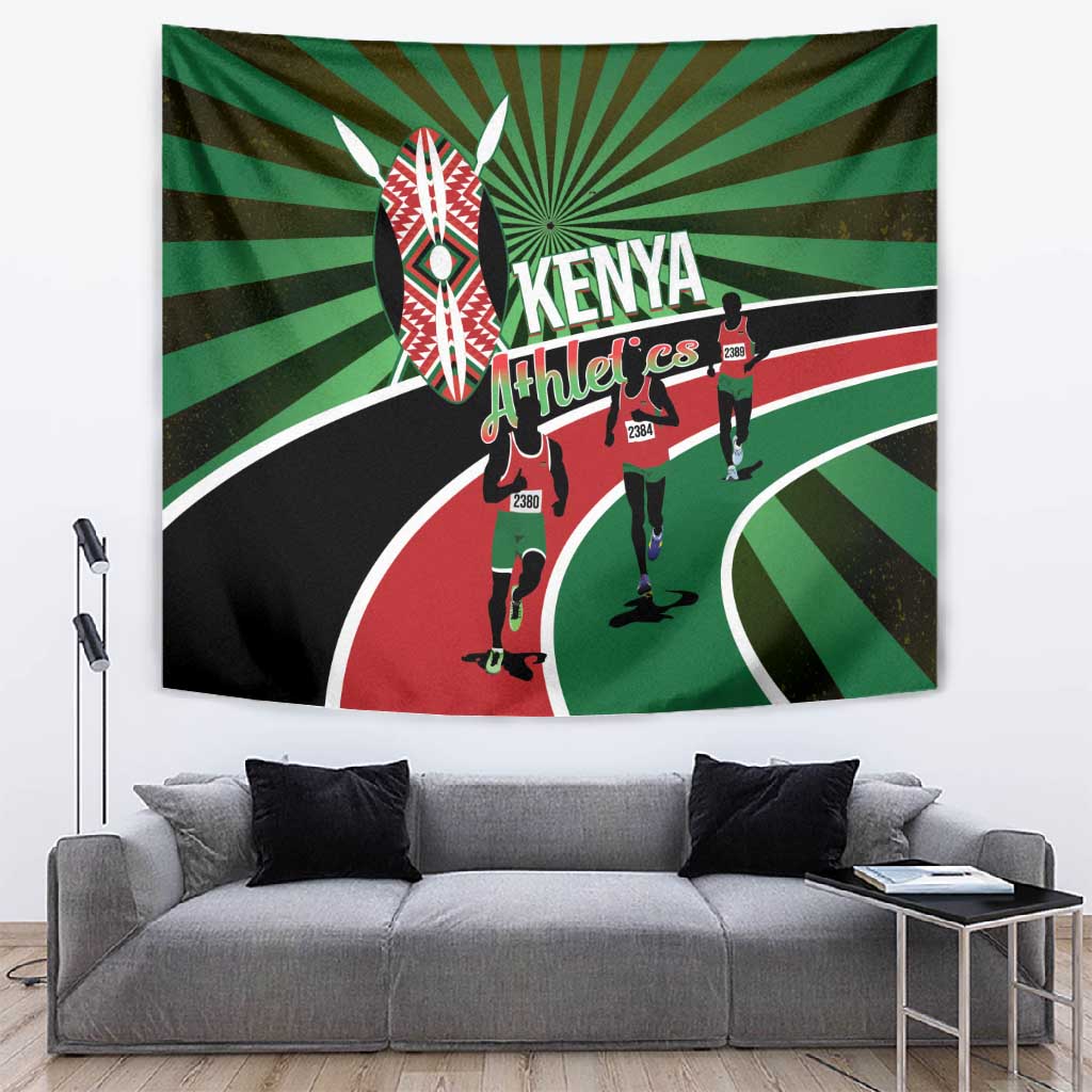 Afro Athletics Kenya Tapestry Olono Maasai Shield Running Way - African Pride
