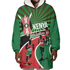 Afro Athletics Kenya Wearable Blanket Hoodie Olono Maasai Shield Running Way - African Pride