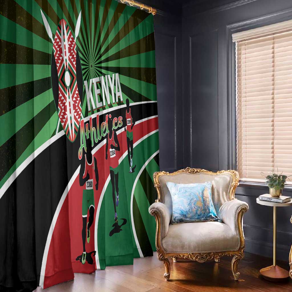 Afro Athletics Kenya Window Curtain Olono Maasai Shield Running Way - African Pride