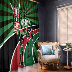 Afro Athletics Kenya Window Curtain Olono Maasai Shield Running Way - African Pride