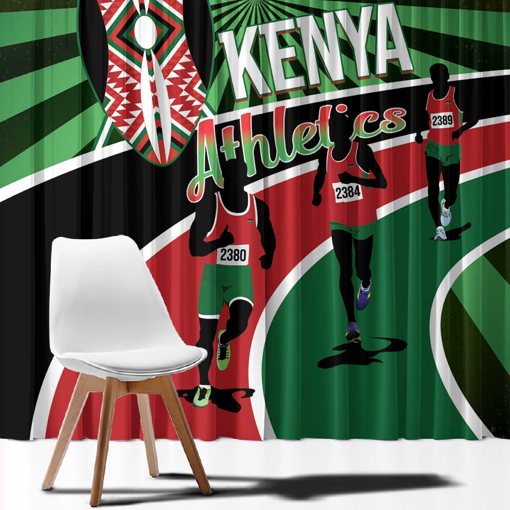 Afro Athletics Kenya Window Curtain Olono Maasai Shield Running Way - African Pride