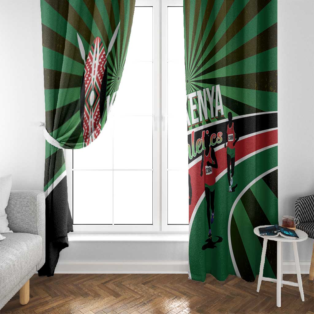 Afro Athletics Kenya Window Curtain Olono Maasai Shield Running Way - African Pride
