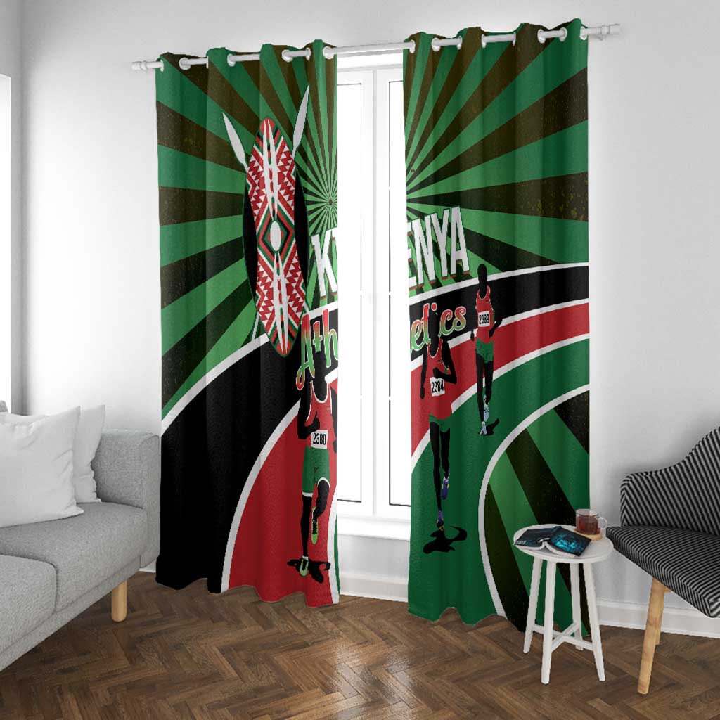 Afro Athletics Kenya Window Curtain Olono Maasai Shield Running Way - African Pride