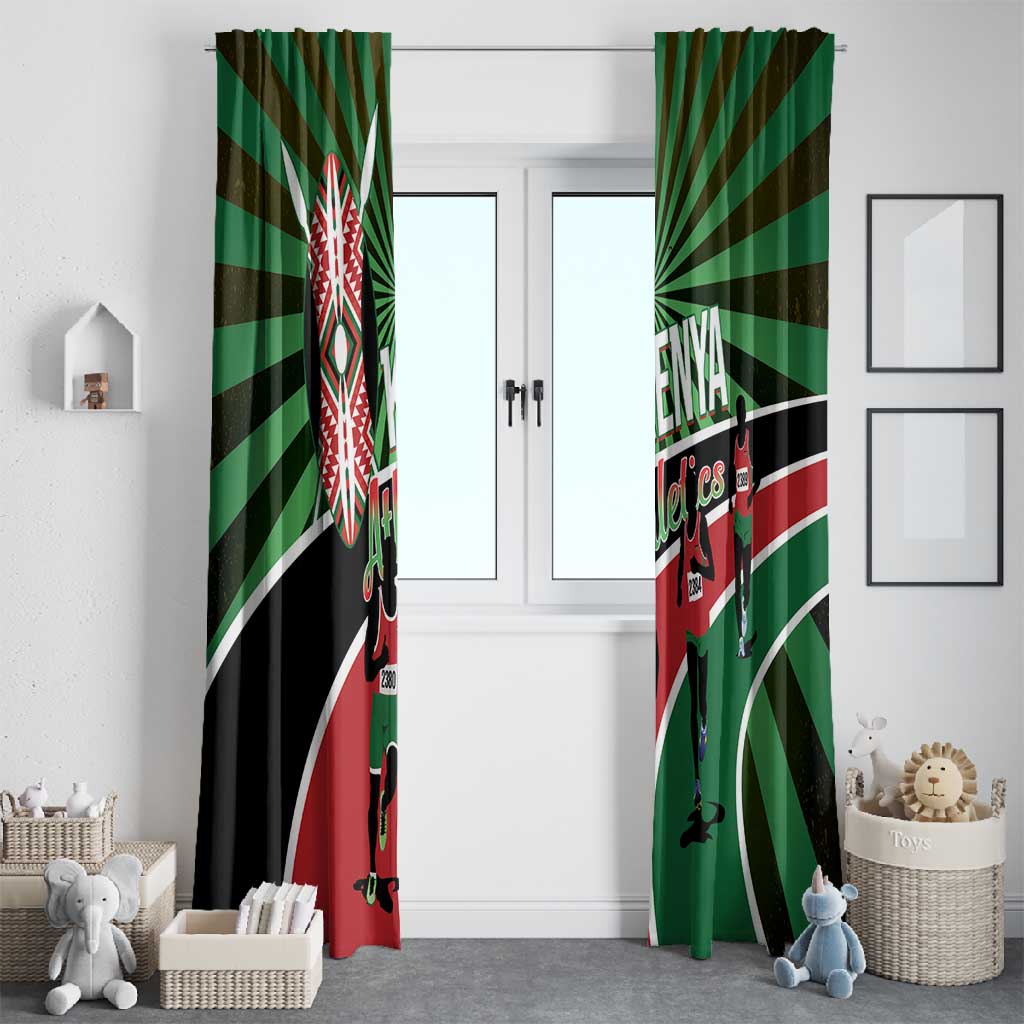 Afro Athletics Kenya Window Curtain Olono Maasai Shield Running Way - African Pride
