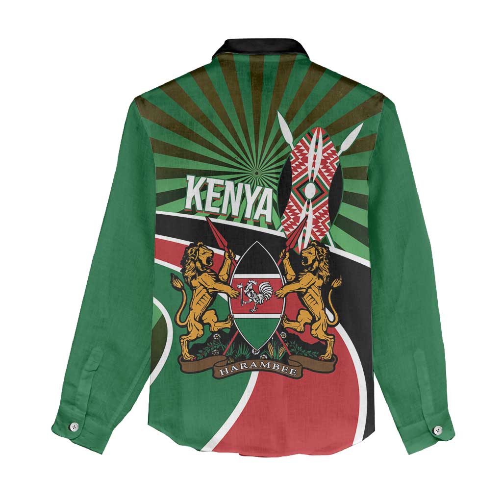 Afro Athletics Kenya Women Casual Shirt Olono Maasai Shield Running Way - African Pride
