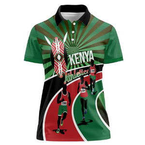 Afro Athletics Kenya Women Polo Shirt Olono Maasai Shield Running Way - African Pride