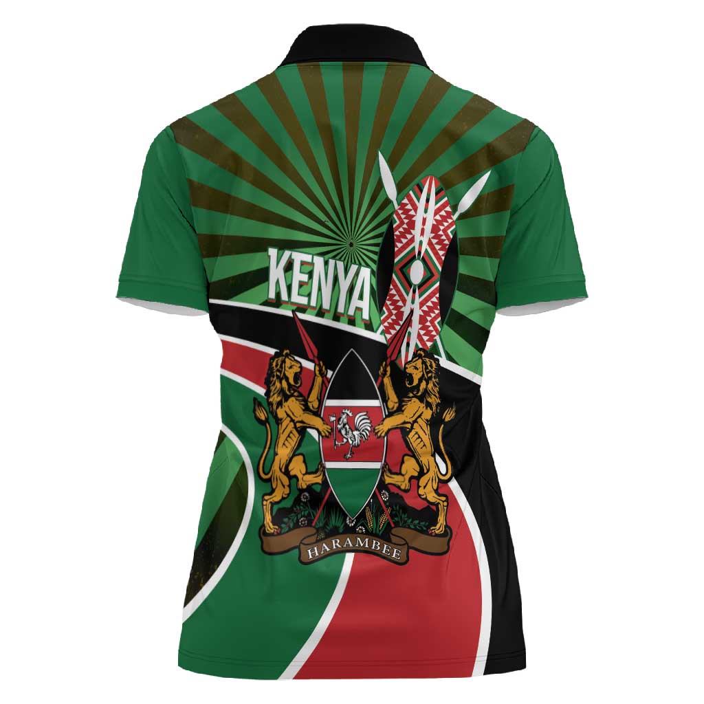 Afro Athletics Kenya Women Polo Shirt Olono Maasai Shield Running Way - African Pride