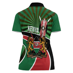 Afro Athletics Kenya Women Polo Shirt Olono Maasai Shield Running Way - African Pride