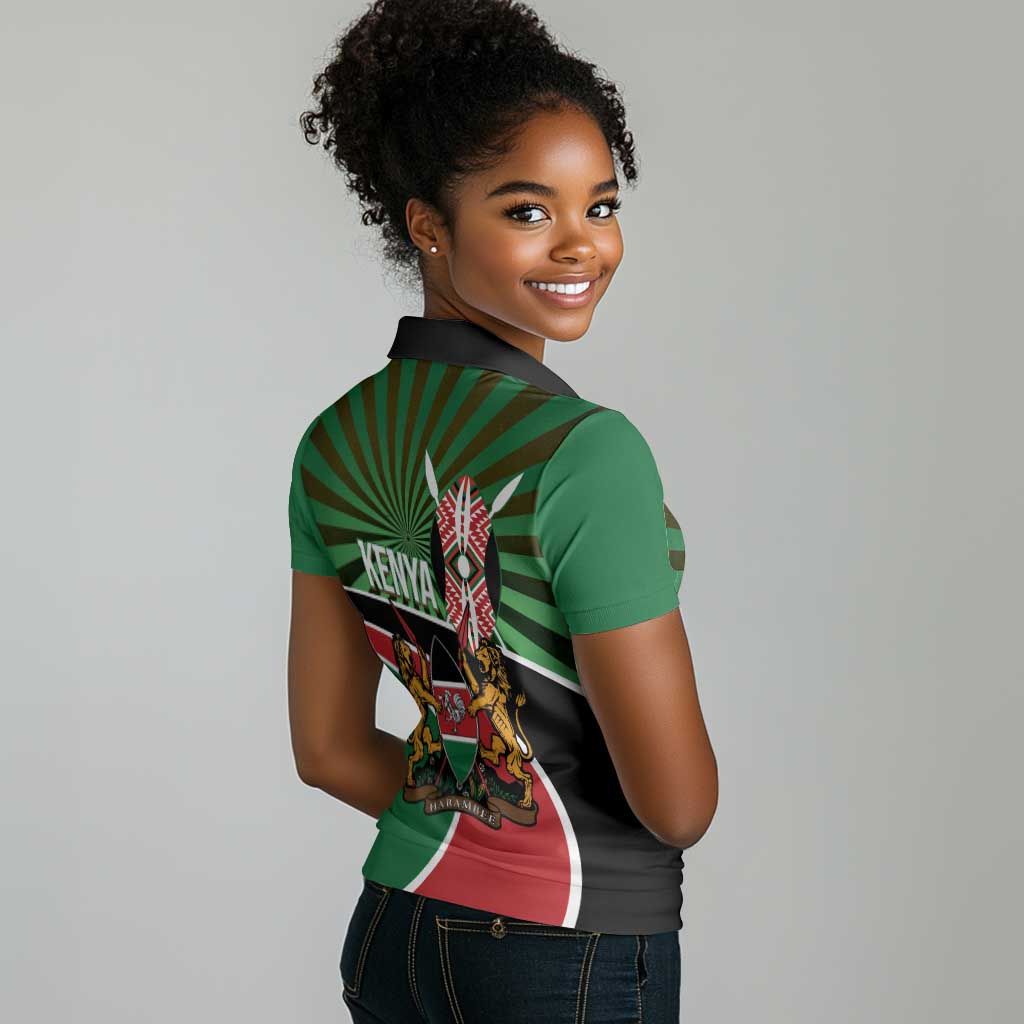 Afro Athletics Kenya Women Polo Shirt Olono Maasai Shield Running Way - African Pride