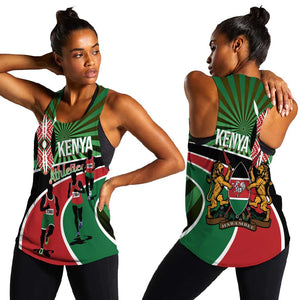 Afro Athletics Kenya Women Racerback Tank Olono Maasai Shield Running Way - African Pride