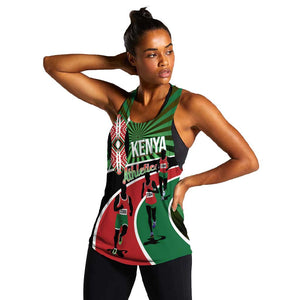 Afro Athletics Kenya Women Racerback Tank Olono Maasai Shield Running Way - African Pride