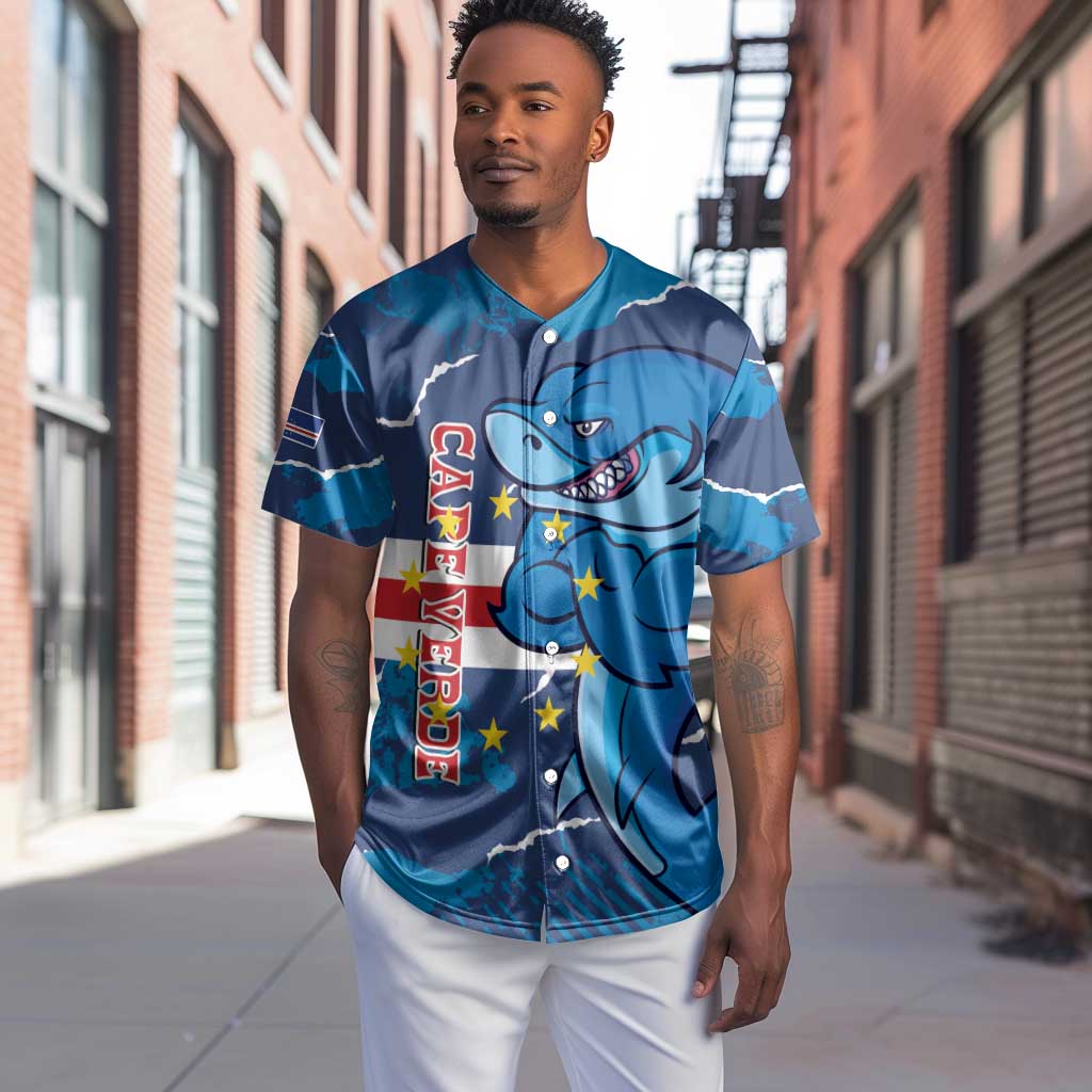 Custom Cape Verde Football Baseball Jersey Blue Sharks Mascot