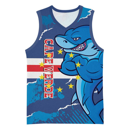 Custom Cape Verde Football Basketball Jersey Blue Sharks Mascot - African Pride