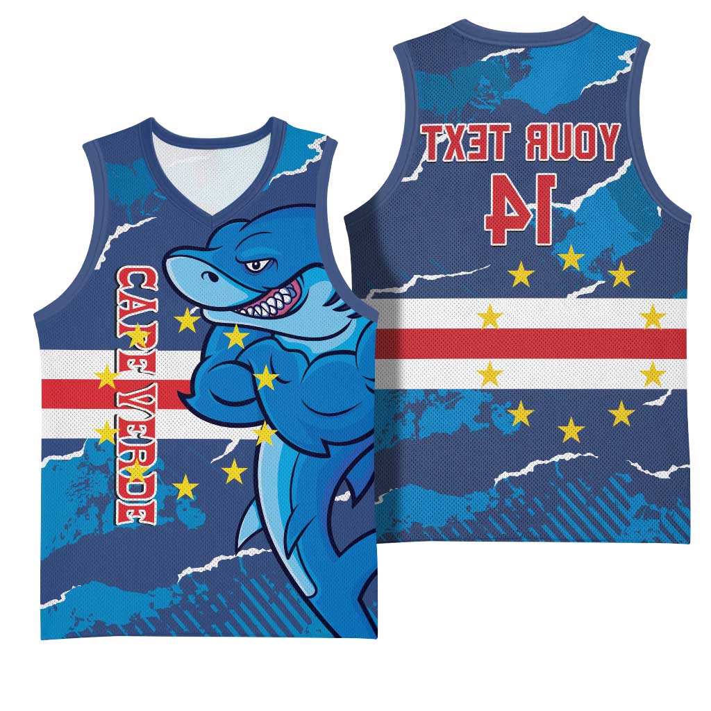 Custom Cape Verde Football Basketball Jersey Blue Sharks Mascot - African Pride