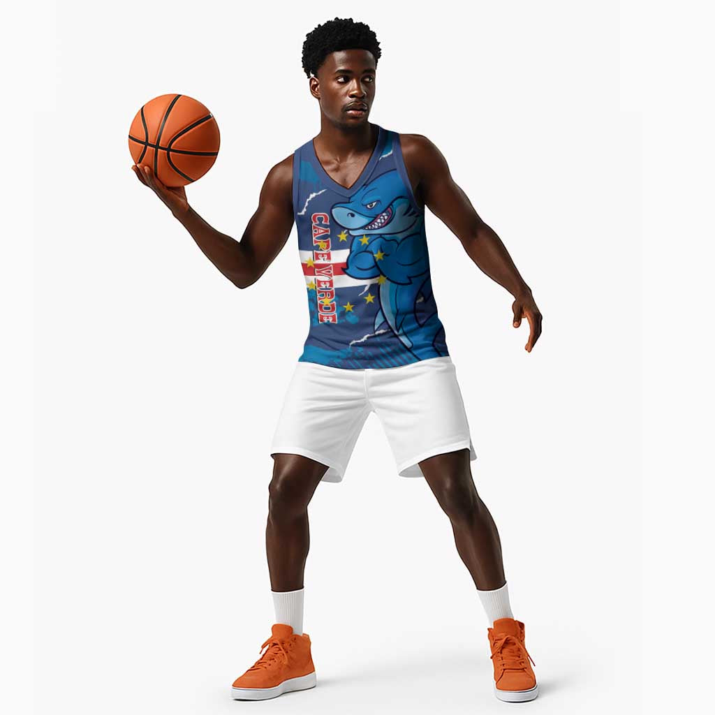 Custom Cape Verde Football Basketball Jersey Blue Sharks Mascot - African Pride