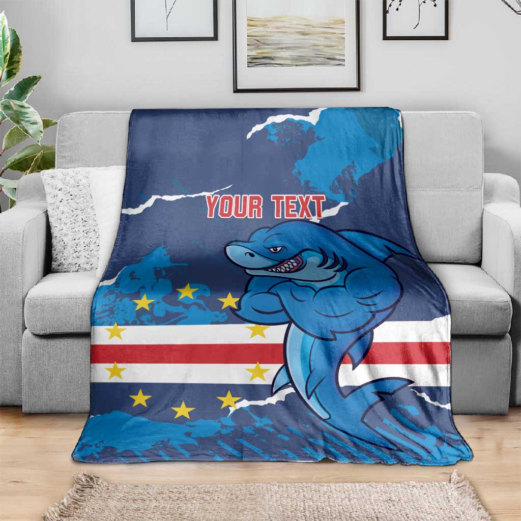Custom Cape Verde Football Blanket Blue Sharks Mascot