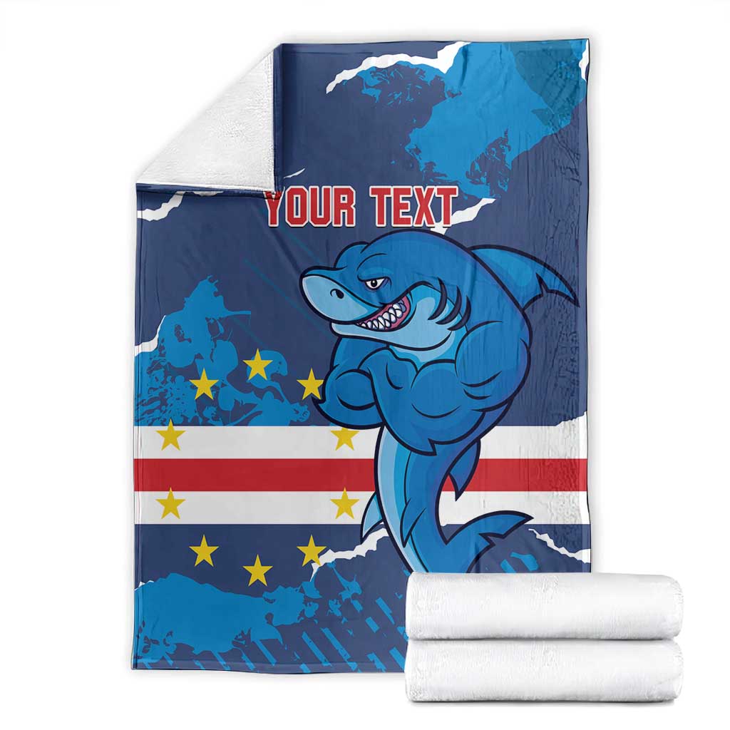 Custom Cape Verde Football Blanket Blue Sharks Mascot