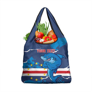 Custom Cape Verde Football Grocery Bag Blue Sharks Mascot