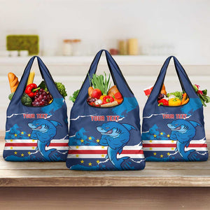 Custom Cape Verde Football Grocery Bag Blue Sharks Mascot