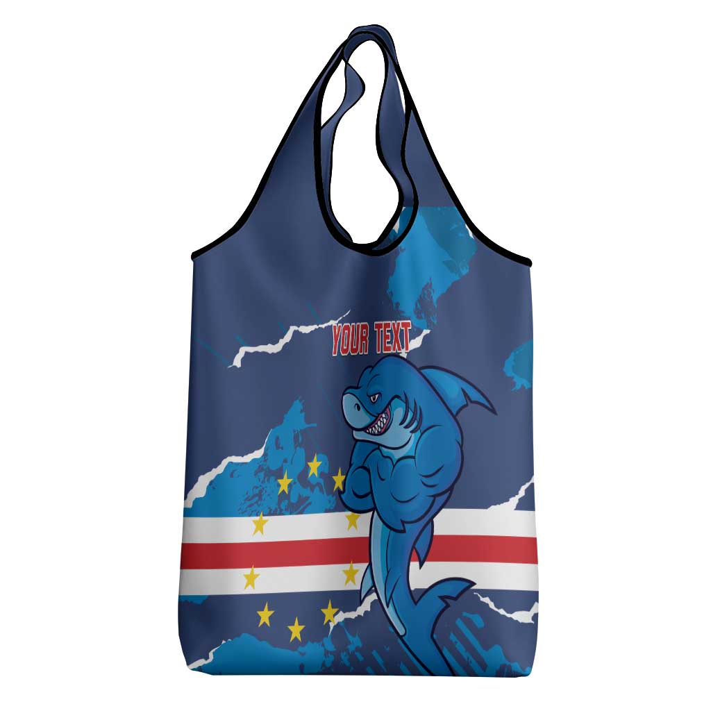 Custom Cape Verde Football Grocery Bag Blue Sharks Mascot
