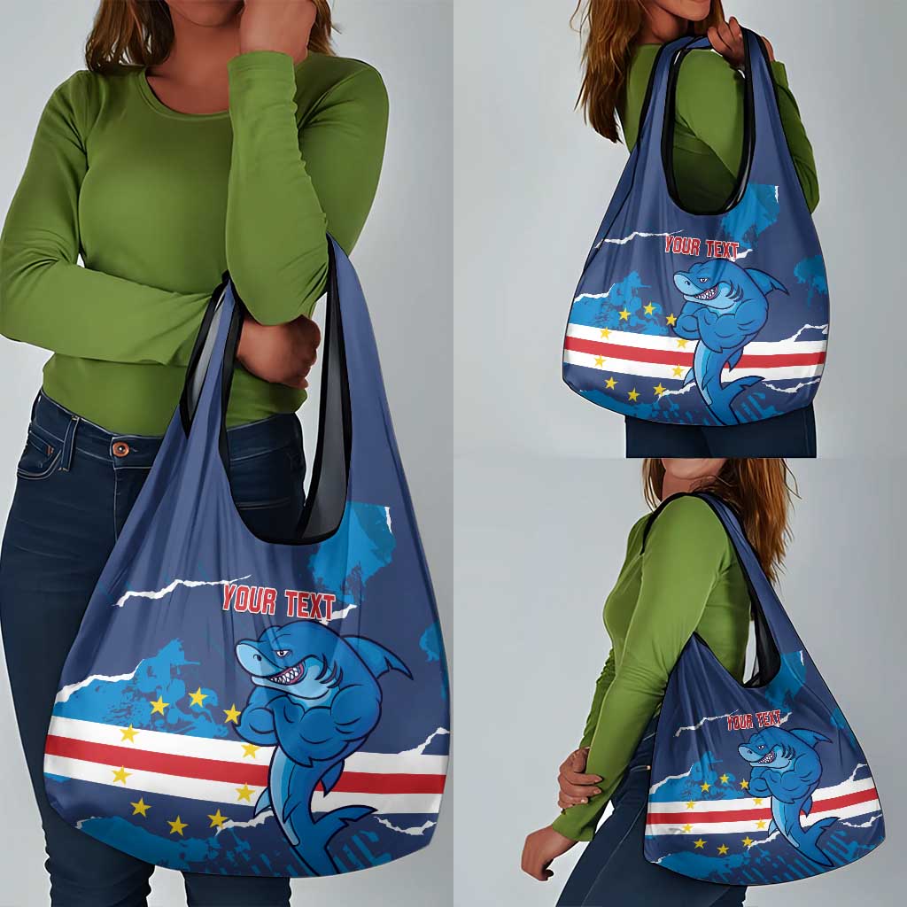 Custom Cape Verde Football Grocery Bag Blue Sharks Mascot