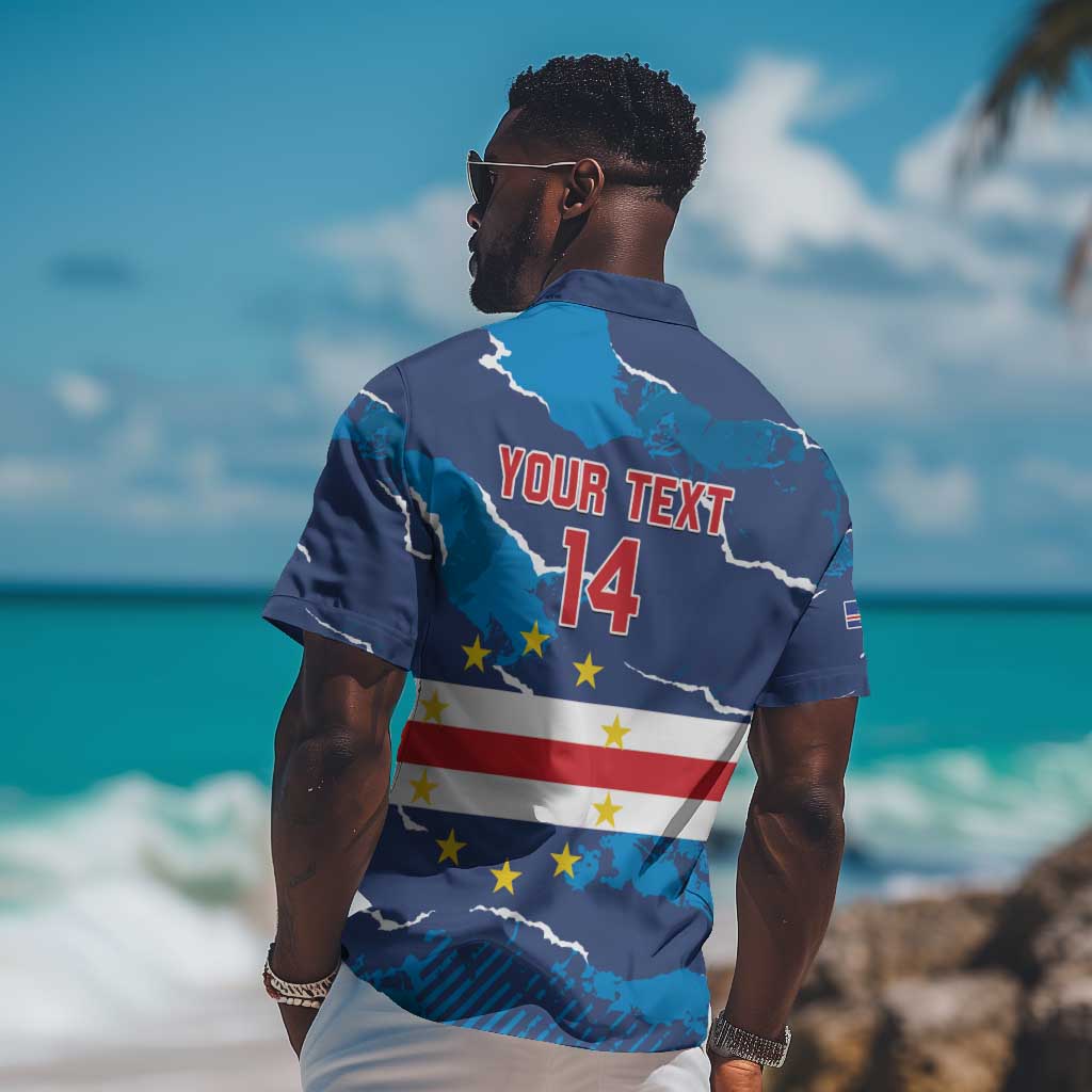 Custom Cape Verde Football Hawaiian Shirt Blue Sharks Mascot