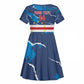 Custom Cape Verde Football Kid Short Sleeve Dress Blue Sharks Mascot