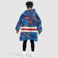 Custom Cape Verde Football Kid Wearable Blanket Hoodie Blue Sharks Mascot