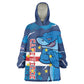 Custom Cape Verde Football Kid Wearable Blanket Hoodie Blue Sharks Mascot