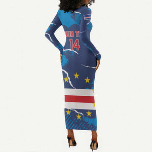 Custom Cape Verde Football Long Sleeve Bodycon Dress Blue Sharks Mascot LT14