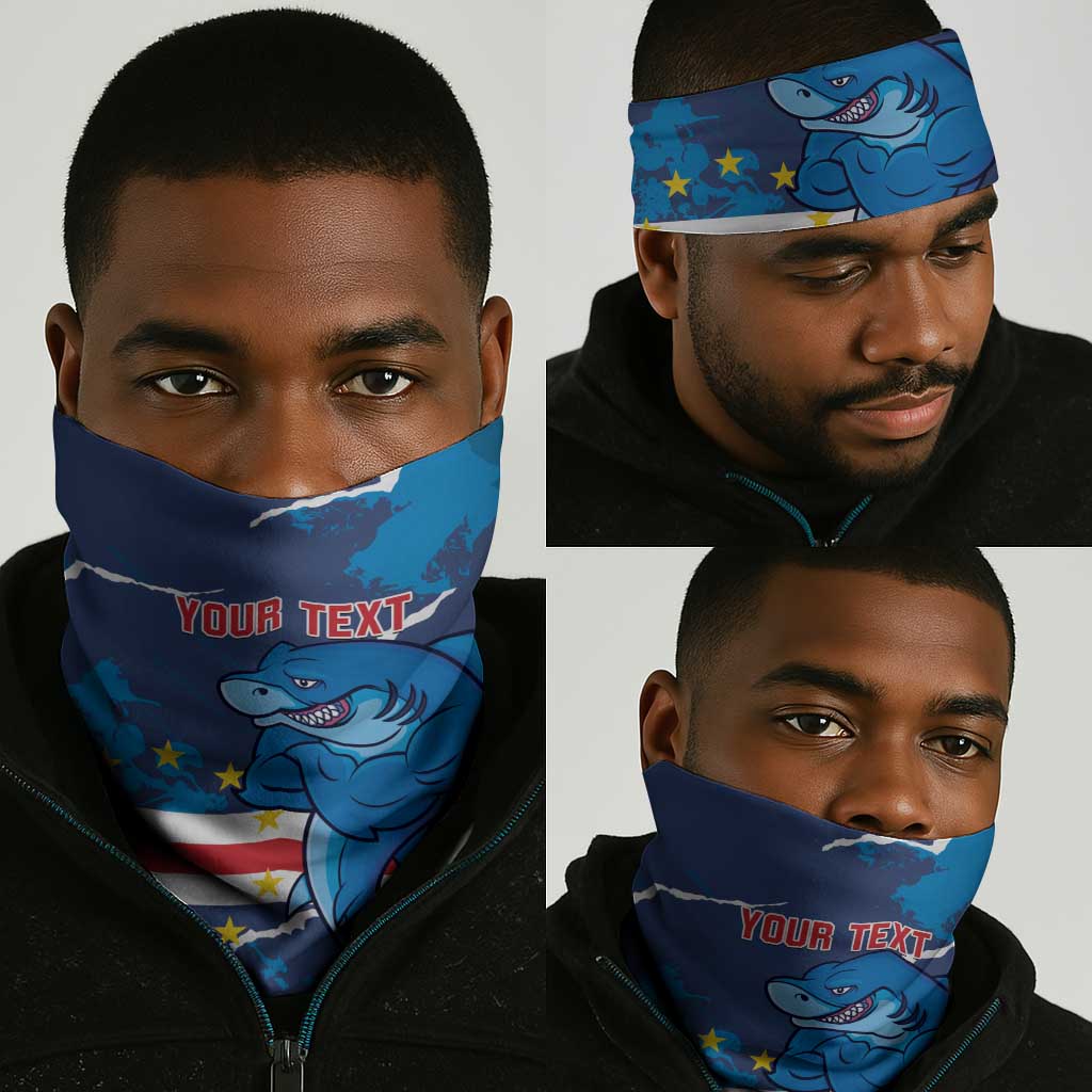 Cape Verde Football Neck Gaiter Blue Sharks Mascot - African Pride