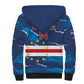 Custom Cape Verde Football Sherpa Hoodie Blue Sharks Mascot