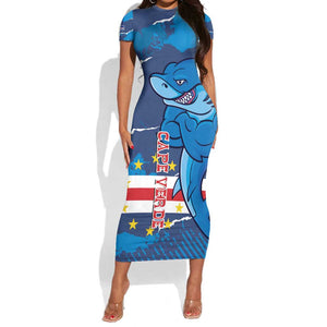 Custom Cape Verde Football Short Sleeve Bodycon Dress Blue Sharks Mascot LT14