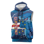 Custom Cape Verde Football Sleeveless Hoodie Blue Sharks Mascot - African Pride