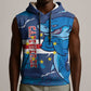 Custom Cape Verde Football Sleeveless Hoodie Blue Sharks Mascot - African Pride