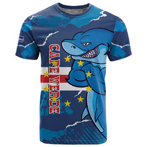 Custom Cape Verde Football T shirt Blue Sharks Mascot